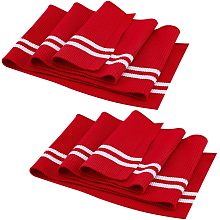 BENECREAT 2Pcs Striped Ribbing Fabric for Cuffs 5.5x37", Red Waistbands Collar Cuffs Trim Material with Black Line for T Shirts, Jackets, Dresses, DIY Sewing Crafts, 2mm Thick