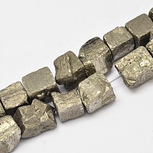 Honeyhandy Nuggets Electroplated Natural Pyrite Beads Strands, Mixed Color, 9~11mm, Hole: 1mm, about 31~42pcs/strand, 15 inch