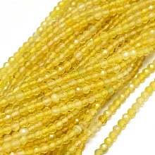 Honeyhandy Natural Yellow Opal Beads Strands, Faceted, Round, 3mm, Hole: 0.6mm, about 142pcs/strand, 15.3 inch(39cm)