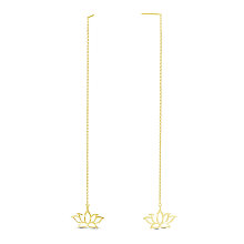 Arricraft 925 Sterling Silver Ear Thread, Dangle Earrings, with Cable Chains, Lotus, Real 18K Gold Plated, 150mm