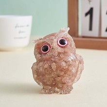 Arricraft Crystal Owl Figurine Collectible, Crystal Owl Glass Figurine, Crystal Owl Figurine Ornament, for Home Office Decor Gifts Owl Lovers, Pearl Pink, 60x51x43mm