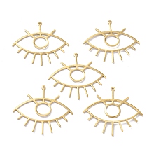 Honeyhandy Brass Pendants, DIY Accessories, for Bracelets, Earrings, Necklaces Making, Evil Eye, Raw(Unplated), 38.5x41.5x1mm, Hole: 1.2mm