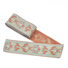 CHGCRAFT Ethnic style Embroidery Polyester Ribbons, Jacquard Ribbon, Garment Accessories, Single Face Floral Pattern, Orange, 2-3/8 inch(60mm), about 5.47 Yards(5m)/Bundle