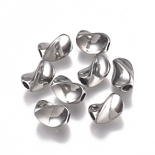 Honeyhandy 304 Stainless Steel Beads, Twist, Stainless Steel Color, 8x5mm, Hole: 2mm