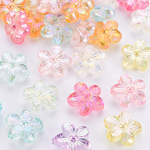 Honeyhandy Transparent Acrylic Beads, AB Color, Flower, Mixed Color, 14.5x15.5x7mm, Hole: 1.8mm, about 657pcs/500g