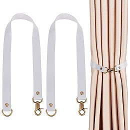 GORGECRAFT 2 Pack Leather Curtain Tiebacks European Style Tie Backs Made Curtain Rod Holders Window Treatment Holdbacks Leather Drapery Holdbacks with Metal Hooks for Office Living Room(Grey)