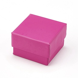 Honeyhandy Cardboard Jewelry Earring Boxes, with Black Sponge, for Jewelry Gift Packaging, Deep Pink, 5x5x3.4cm