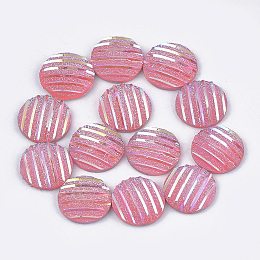 Honeyhandy Resin Cabochons, Flat Round, Pink, 12x3~3.5mm