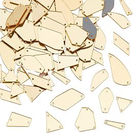 PandaHall Elite 180pcs Golden Sew on Mirror Beads Irregular Mirrored Rhinestones Stone Sew on Mirror Pieces with Holes for DIY Costume Dance Party Evening Wine Ball Dresses Shoes Bags Dress Halloween