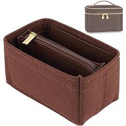 WADORN Felt Purse Organizer Insert, 2 Sizes Large Capacity Storage Bag Removal Inner Bag Multiple Compartments Bag Insert Soft Tote Bag Organizer Insert for Make-up Tote Storage Bag, Coffee