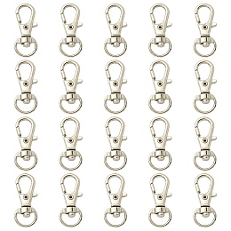 20Pcs Alloy Swivel Lobster Claw Clasps, Swivel Snap Hook, Fine Jewelry Findings, Platinum, 31x12.5x5.5mm, Hole: 5x9mm