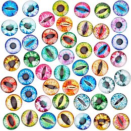 PandaHall Elite 25mm Glass Cabochon Eyes, 50pcs Dragon Eyes Tiles Scary Eyes Human Pupil Eyes Half Round Gems Glass Cabochons for Sculptures Props Photo Dome Pendant Trays Halloween