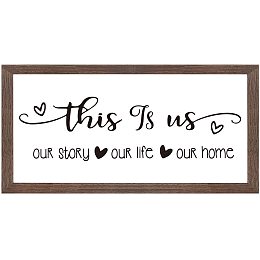 FINGERINSPIRE This is Us Our Life Our Story Our Home Art Sign Solid Wood Living Room Sign with Arylic Layer 13x7 Inch Large Hangable Wooden Frame for Home Room Decor