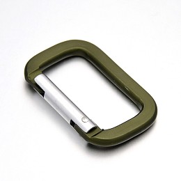 Honeyhandy Square Aluminum Rock Climbing Carabiners, Key Clasps, Dark Olive Green, 53x34x7mm