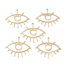 Honeyhandy Brass Pendants, DIY Accessories, for Bracelets, Earrings, Necklaces Making, Evil Eye, Raw(Unplated), 38.5x41.5x1mm, Hole: 1.2mm