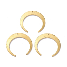 Honeyhandy Brass Pendant, for Jewelry Making, Double Horn/Crescent Moon, Raw(Unplated), 26x27x1mm, Hole: 1.2mm