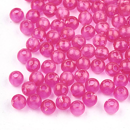 Honeyhandy Transparent Acrylic Beads, Round, Deep Pink, 4x3.5mm, Hole: 1mm, about 16660pcs/500g