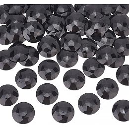 OLYCRAFT 50pcs Flat Back Acrylic Rhinestones 30mm Black Round Rhinestones Cabochons Acrylic Glitter Gems Cosplay Gems Jewels for Costume Jewelry Making Cosplay Embelishments