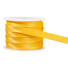 BENECREAT 13.5 Yard Satin Bias Tape 3/8 Inch Double Fold Satin Binding Bias Ribbon for Cheongsam Decoration, Clothing Seaming Piping, Gold