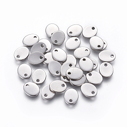 Honeyhandy 304 Stainless Steel Charms, Stamping Blank Tag, Oval, Stainless Steel Color, 9x7x1mm, Hole: 1.4mm