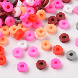 Honeyhandy Handmade Polymer Clay Beads, Heishi Beads, for DIY Jewelry Crafts Supplies, Disc/Flat Round, Mixed Color, 4.5x1.5mm, Hole: 1.5mm, about 2050pcs/50g