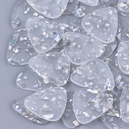 Honeyhandy Cellulose Acetate(Resin) Pendants, Triangle, Silver, 27x27x2.5mm, Hole: 1.5mm