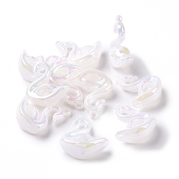 Opaque Acrylic Pendants, Swan Charms, White, 40x33.5x15mm, Hole: 3.1mm