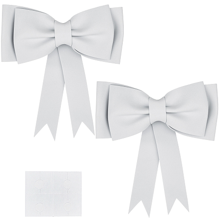 CRASPIRE 2PCS White Bow 3D Wrapping Bows 8 inch Christmas Ornaments Foam Wreath Bows Wedding Party Decoration for Wedding Birthday Christmas Valentine's Day