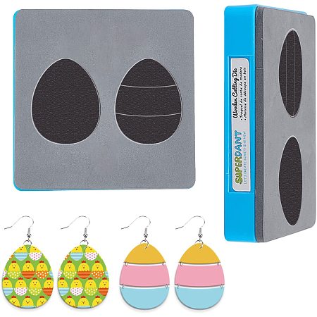 SUPERDANT Easter Egg Leather Cutting Dies 2 Shapes Egg Faux Leather Earrings Wooden Die Cuts Dangle Earrings Die Cutting for Earring Hairpin Women Girls DIY Art Crafts Fabric Jewelry Making