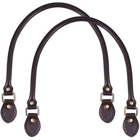 PandaHall Elite 2 Pcs 24.2 Inches Leather Purse Handles Handbags Shoulder Bag Strap Replacement with Alloy Clasps for Purses Making Supplies, Coconut Brown