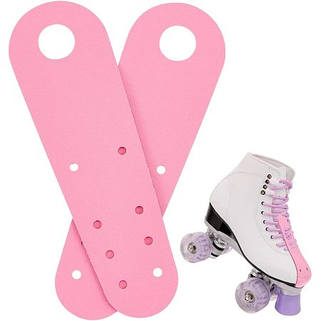 AHANDMAKER 1 Pair Roller Skate Toe Guards, Pink Roller Skate Leather Flat Toe Guard Protector Ice Skate Toe Guards Roller Skate Accessories