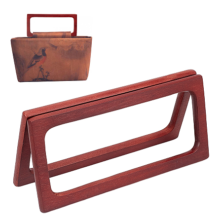 WADORN Wood Bag Handles, for Handmade Bag Handbags Purse Handles Replacement, Rectangle, Dark Red, 19.7x8.8x0.85cm, Inner Diameter: 17.3x6.3cm