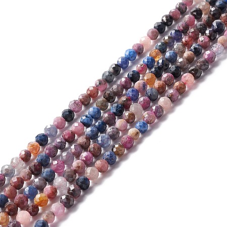 Natural Red Corundum/Ruby and Sapphire Beads Strands, Faceted, Round, 4.5mm, Hole: 0.9mm, about 94pcs/strand, 15.75''(40cm)