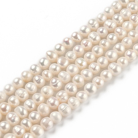 Honeyhandy Grade AA Natural Cultured Freshwater Pearl Beads Strands, Potato, Bisque, 6~6.5x5~7mm, Hole: 0.6mm, about 61pcs/strand, 13.58 inch(34.5cm)