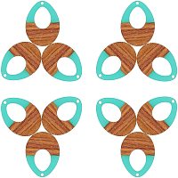 SUNNYCLUE 1 Box 12pcs Resin Wood Pendant Hole Oval Teardrop Geometric Charms for Dangle Mottled Earring Jewellery Making Supplies Craft Accessories