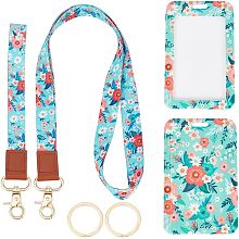 SUNNYCLUE 1 Box ID Badge Holder Cute 2Pcs Flower Lanyards Vertical Name Tag ID Protector Hard Plastic ID Badges Holders Breakaway Detachable Neck Lanyard and Wrist Lanyard for Women Teachers Nurses