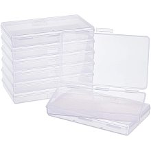 BENECREAT 8 Pack 6x3.5x0.8 Inch Rectangle Clear Plastic Storage Box with Double Hinged Lids for Photo, Pencil, Craft Tools, and Other Small Accessories