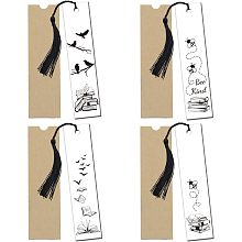 GLOBLELAND 4Set Clear Acrylic Bookmark Rectangle Acrylic Bookmarks Transparent Book Marker Tags Acrylic Bookmarkers with Tassels for World Book Day Graduation Birthday Gift