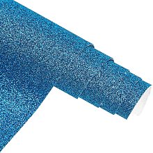 BENECREAT 11.5"x 53" 0.8mm Thick Blue Tiny Chunky Glitter Faux Leather Sheet Sparkle Shiny Faux Leather for Earrings Bows DIY Craft Wedding Sewing