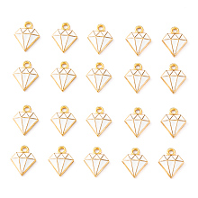 Honeyhandy 20Pcs Light Gold Alloy Enamel Charms, Dimond, White, 15x11.5x2.5mm, Hole: 1.8mm