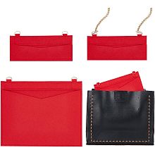 WADORN 2 Styles Felt Organizer Insert for Purse, Women Pouchette Wallet Conversion Kit Mini Envelope Bag Insert Liner with D-ring Loop Rectangle Clutch Conversion Insert Accessories, Red