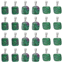 UNICRAFTALE 24pcs Natural Ruby in Zoisite Pendants with Stainless Steel Snap On Bails Gemstone Pendant 3x7.5mm Large Hole Quartz Pendants Crystal Stone Necklace Pendants for DIY Jewelry Making