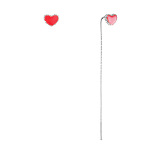 SHEGRACE 925 Sterling Silver Asymmetric Earrings, with Red Enamel Heart, Platinum, 70mm