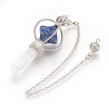 Honeyhandy Natural Lapis Lazuli Dowsing Pendulums, with Platinum Tone Brass Findings, Merkaba Star, 257mm, Hole: 2mm