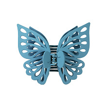 Honeyhandy Large Frosted Butterfly Hair Claw Clip, Plastic Hollow Butterfly Ponytail Hair Clip for Women, Sky Blue, 120x130mm