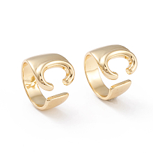 Honeyhandy Brass Cuff Rings, Open Rings, Long-Lasting Plated, Real 18K Gold Plated, Letter.C, Size 6, 17mm