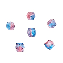 Nbeads Two Tone Transparent Spray Painted Acrylic Bead, Polygon, RoyalBlue, 7.5x8x8mm, Hole: 1.8mm