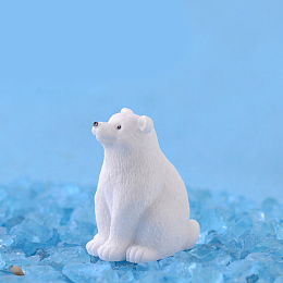 Honeyhandy Miniature Sitting Polar Bear Ornaments, Micro Landscape Home Dollhouse Accessories, Pretending Prop Decorations, White, 30x24mm