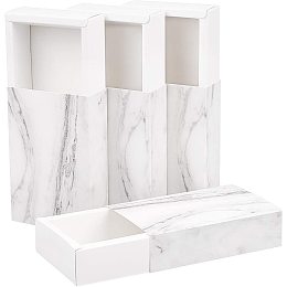 BENECREAT 16 Pack Marble White Kraft Paper Drawer Box 5x3.5x1.3 Inch Rectangle Gift Wrapping Boxes Soap Jewelry Candy Packaging Box for Wedding Birthday Party Favors