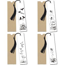 GLOBLELAND 4Set Clear Acrylic Bookmark Rectangle Acrylic Bookmarks Transparent Book Marker Tags Acrylic Bookmarkers with Tassels for World Book Day Graduation Birthday Gift